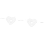 Obrázek z Papírová girlanda srdce s krajkovým vzorem - bílá 180 cm 