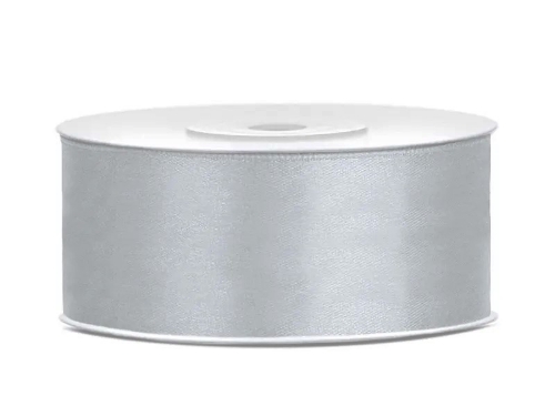 Levně Saténová stuha stříbrná 25 mm x 25 m
