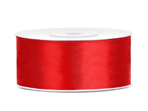 Levně Saténová stuha červená – 25 mm × 25 m