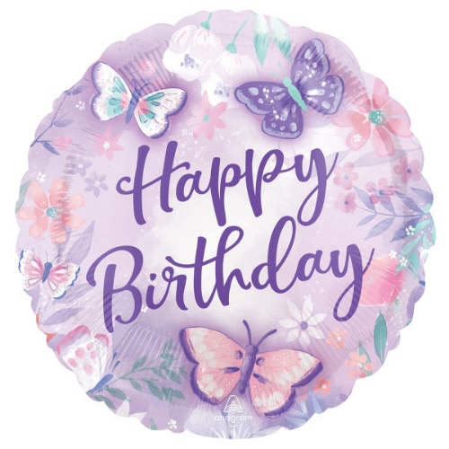 Levně Foliový balonek Motýlci - Happy Birthday 43 cm