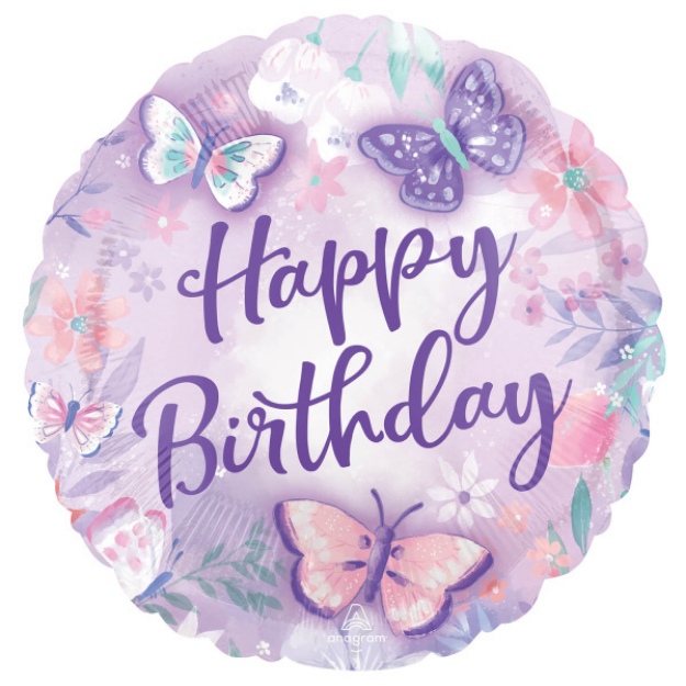 Obrázok z Fóliový balónik Motýliky - Happy Birthday 43 cm 