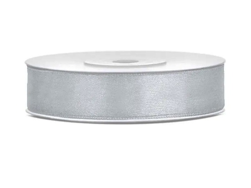Levně Saténová stuha stříbrná 12 mm x 25 m