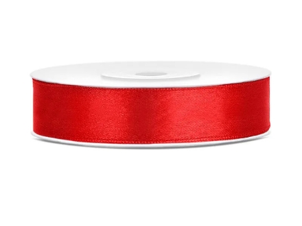 Obrázek Saténová stuha červená – 12 mm × 25 m