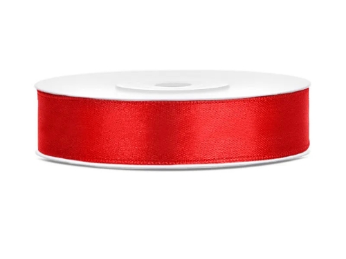 Levně Saténová stuha červená – 12 mm × 25 m