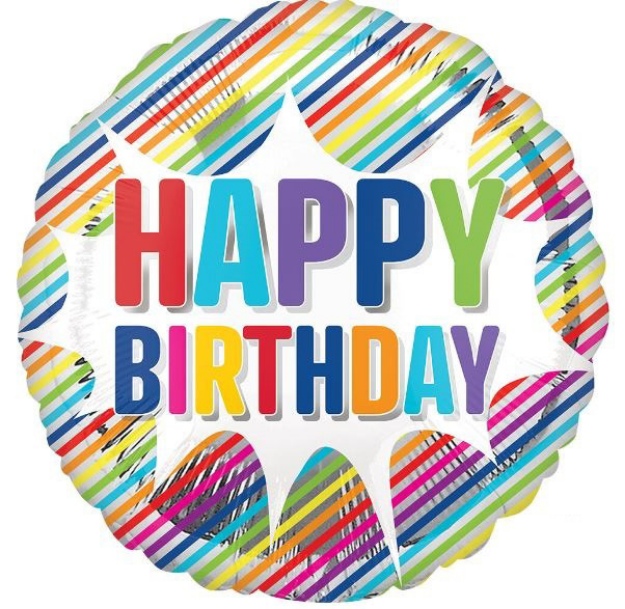 Obrázok z Fóliový balónik farebné pruhy - Happy Birthday 43 cm