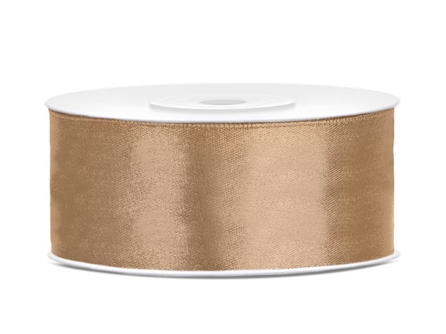 Picture of Satin ribbon brown-gold – 25 mm × 25 m