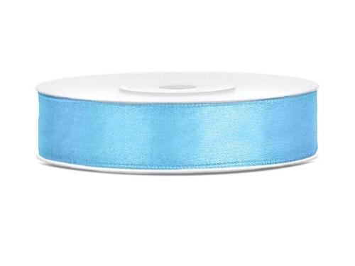 Saténová stuha azurová – světle modrá 12 mm x 25 m