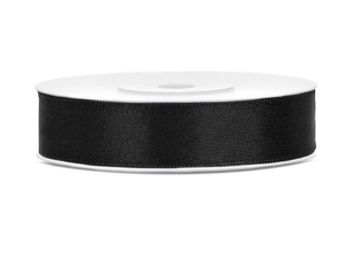 Levně Saténová stuha černá 12 mm x 25 m