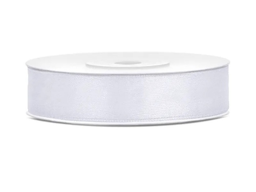 Levně Saténová stuha bílá 12 mm x 25 m