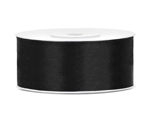 Saténová stuha černá – 25 mm × 25 m