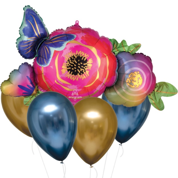 Obrázok z Sada balónikov Kvetina a motýľ - 5 ks