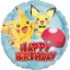 Kulatý fóliový balonek Pokémon Happy Birthday s Pikachu a Pichu, 45 cm