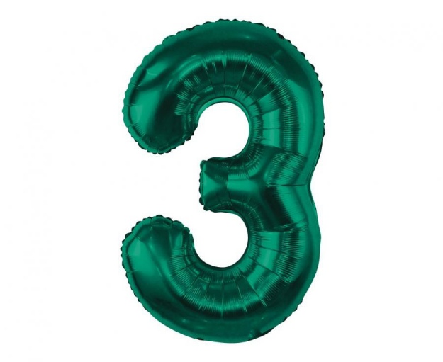 Obrázok z Fóliový balónik číslica 3 - Tmavo zelená, 85 cm