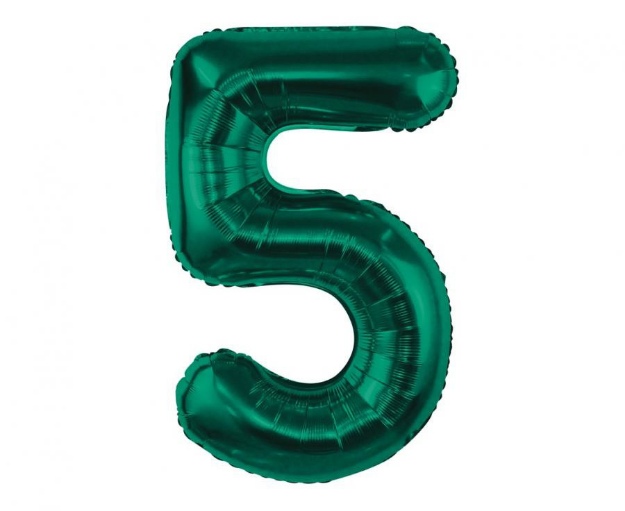 Obrázek z Fóliový balonek číslice 5 - Tmavě zelená, 85 cm 