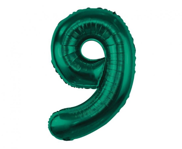 Obrázek z Fóliový balonek číslice 9 - Tmavě zelená, 85 cm 