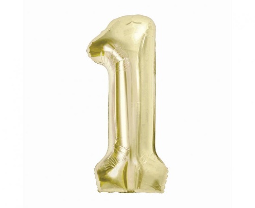 Levně Fóliový balonek číslice 1 - barva šampáň, 85 cm