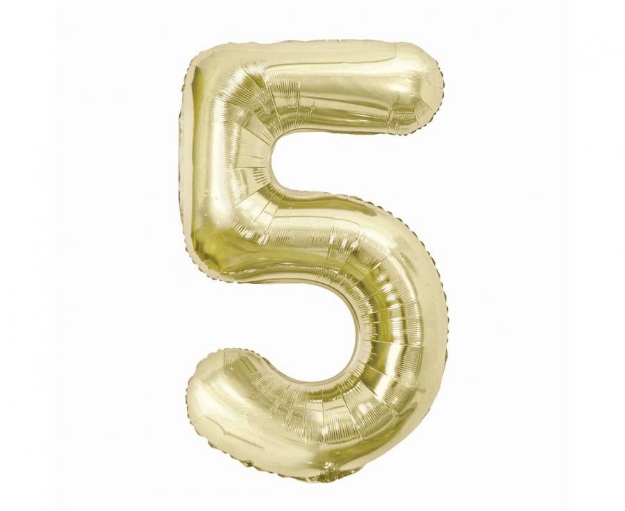 Obrázek z Fóliový balonek číslice 5 - barva šampáň, 85 cm 