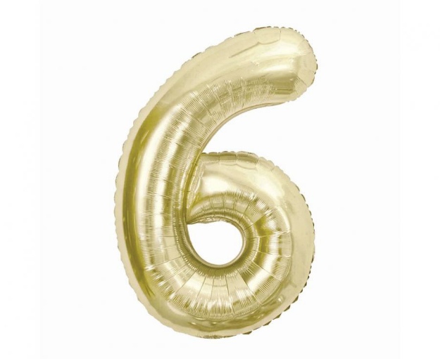 Obrázek z Fóliový balonek číslice 6 - barva šampáň, 85 cm 
