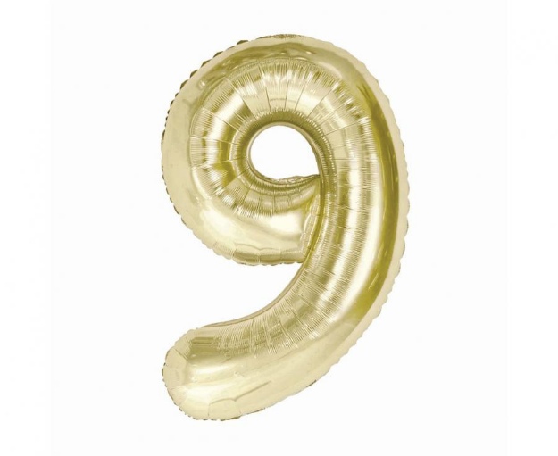 Obrázek z Fóliový balonek číslice 9 - barva šampáň, 85 cm 