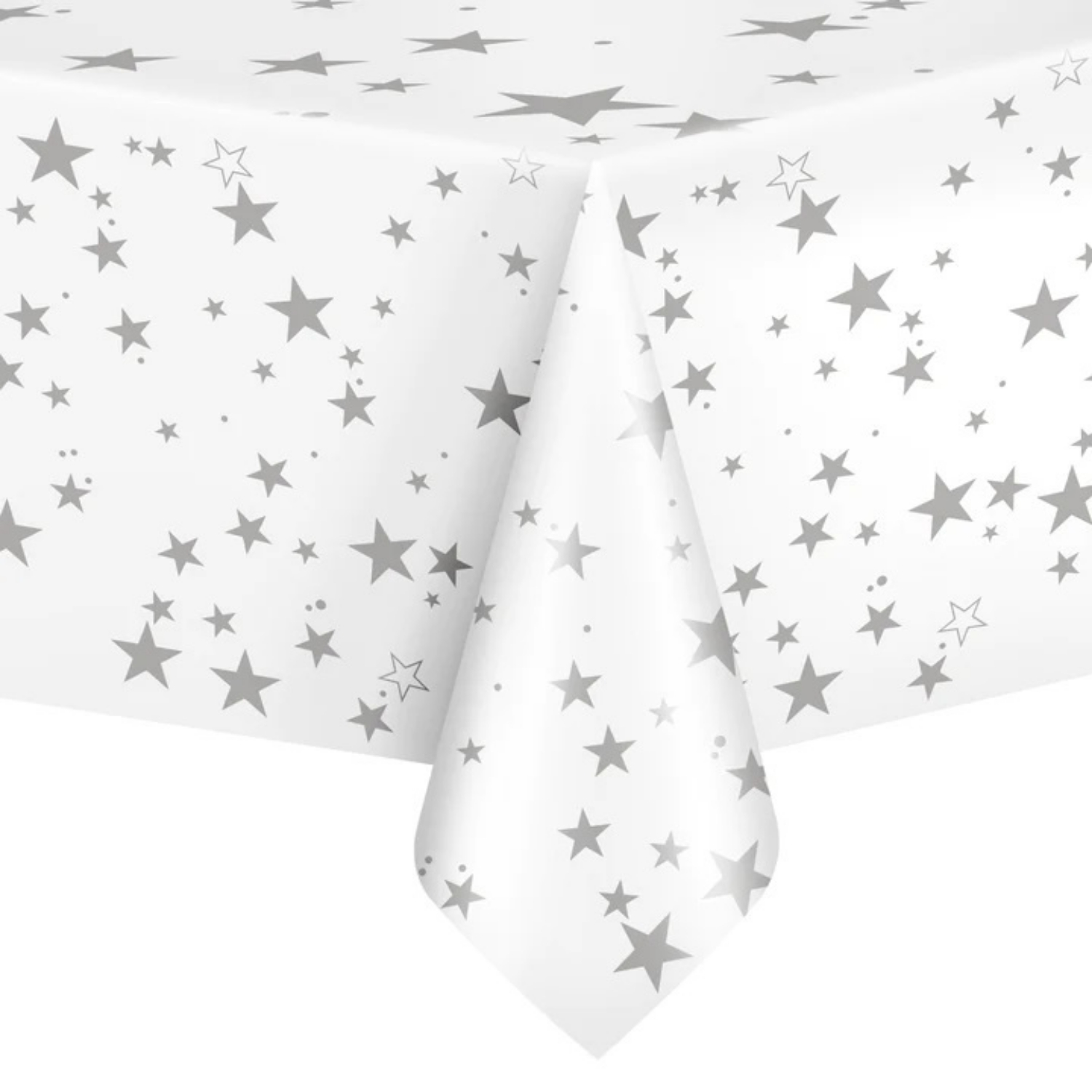 Plastový ubrus Stříbrné hvězdy, 137 x 274 cm