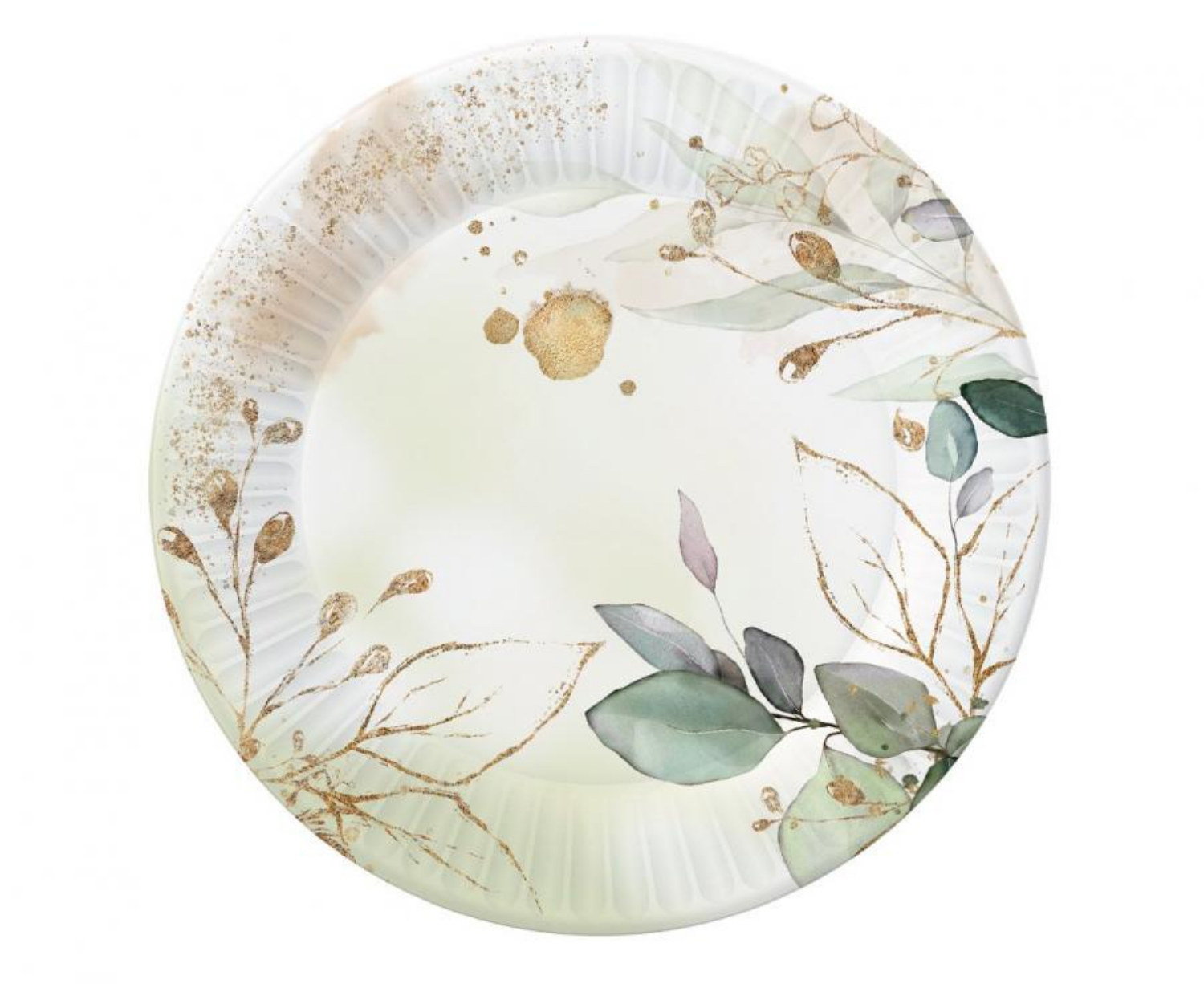 Levně Papírové talíře - s lístky a ornamenty 18 cm - 6 ks