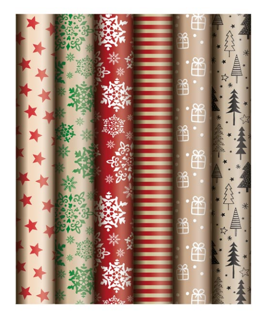 Obrázek z Balící papír Kraft vánoční role 500x70 mix vzorů 
