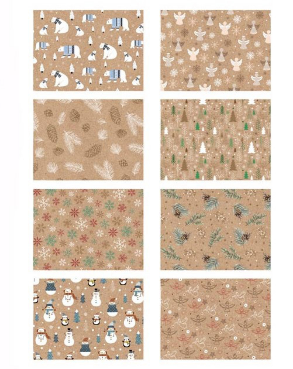 Balící papír Kraft vánoční role 2x100x70 mix vzorů