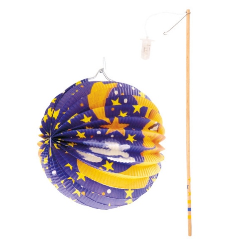 Levně Závěsný lampion kulatý s tyčkou - Noční obloha 15 cm