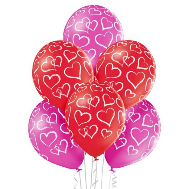 Obrázek z Latexové balonky srdíčka - 6 ks 
