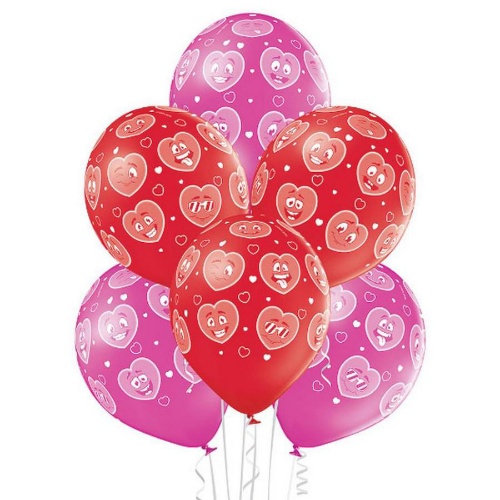 Levně Latexové balonky Heart Smileys - 6 ks