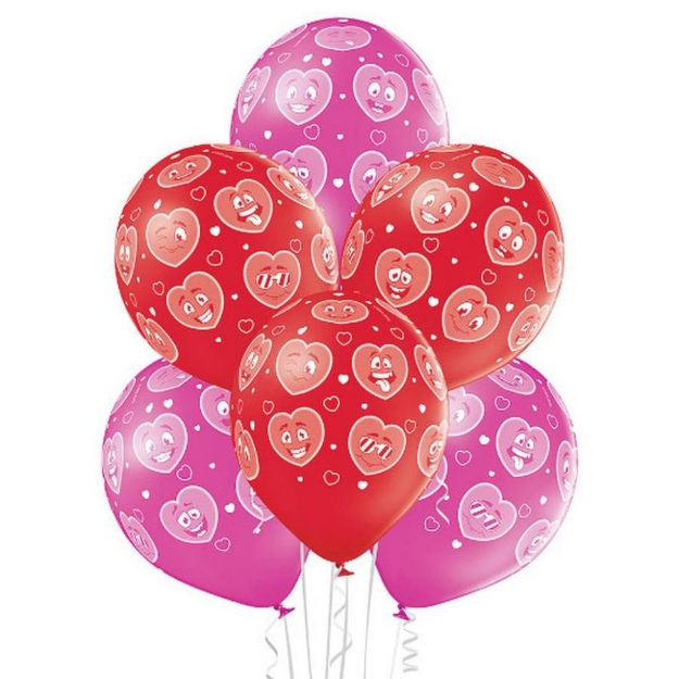 Obrázek z Latexové balonky Heart Smileys - 6 ks 