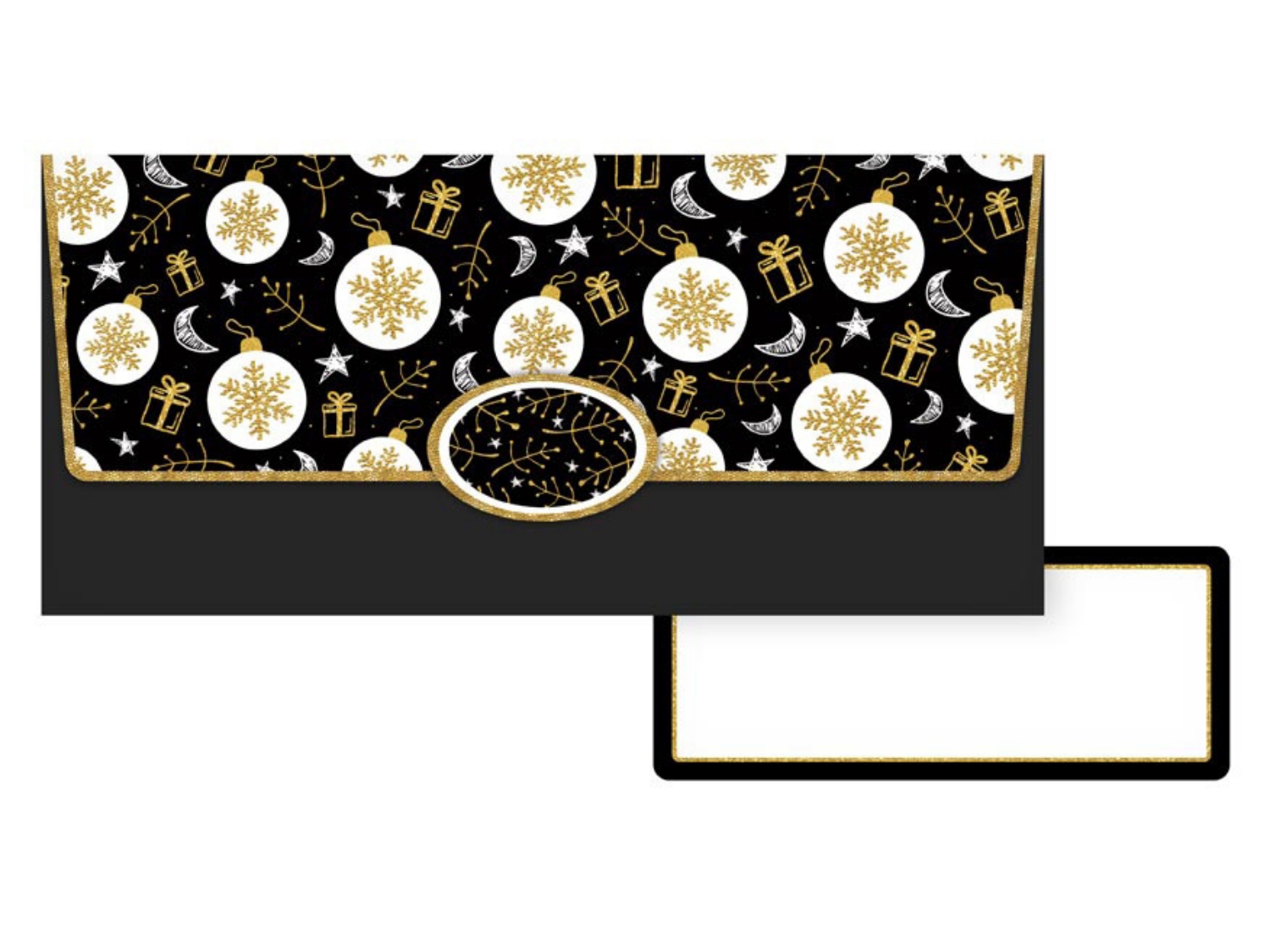 Obálka na peníze vánoční ozdoby - černá