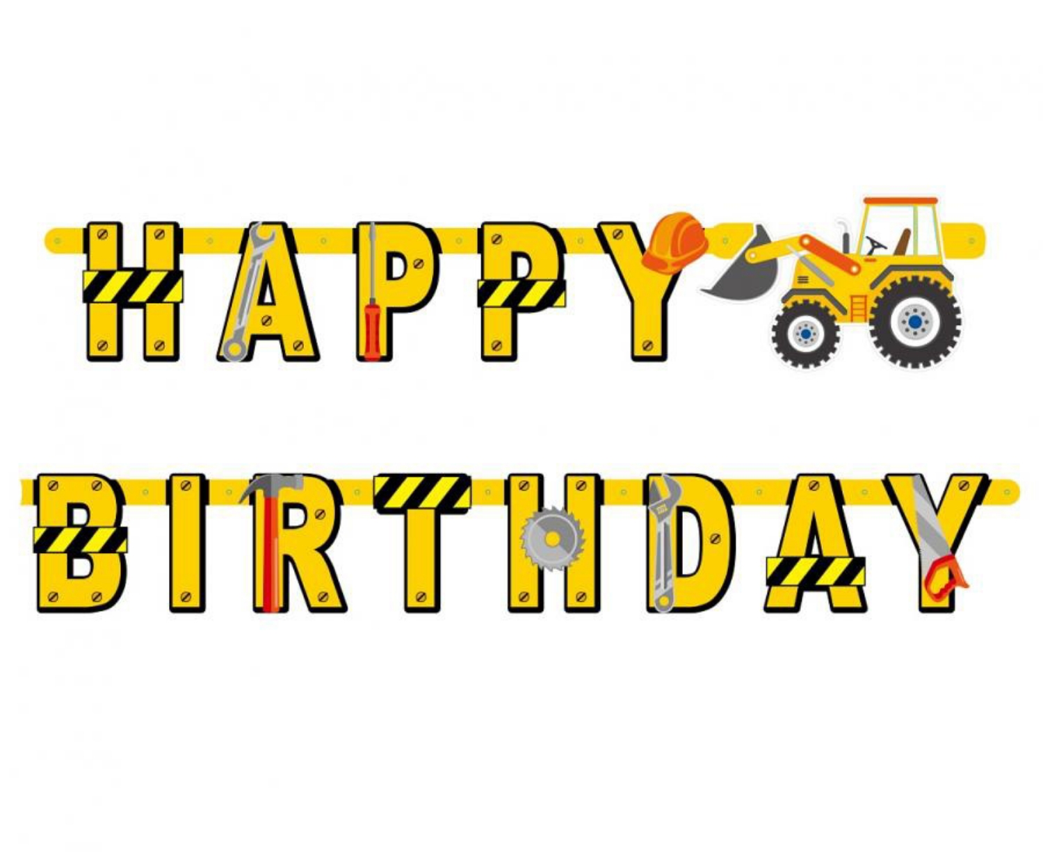 Party nápis Happy Birthday - bagr 220 cm