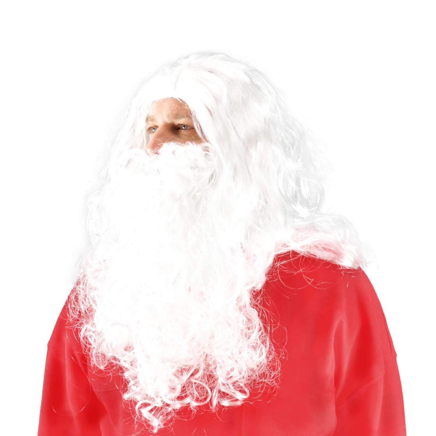 Dlouhá paruka a vousy pro Mikuláše a Santu - Bílé