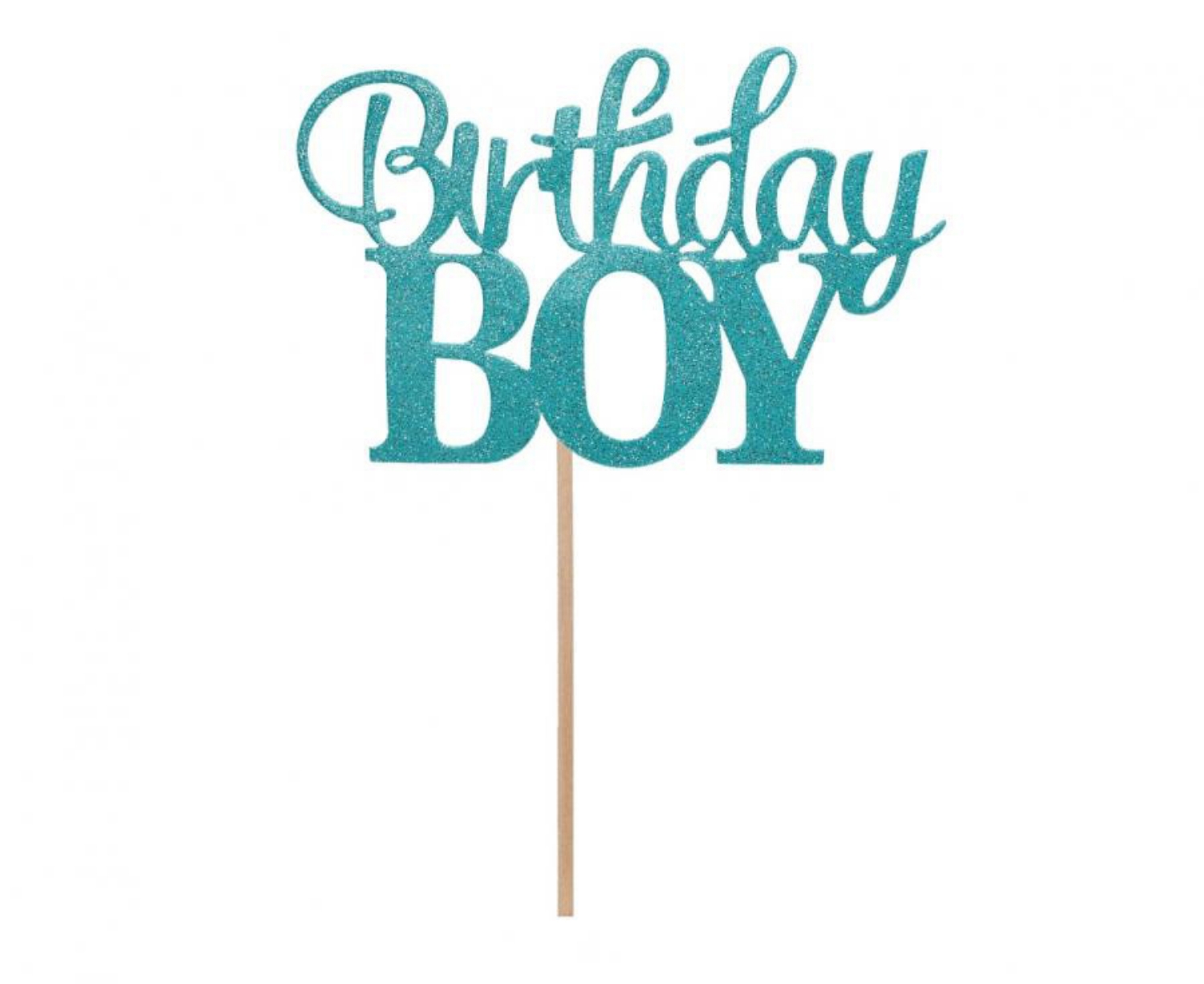 Levně Dekorace na dort nápis Birthday Boy - modrá 10 x 7 cm