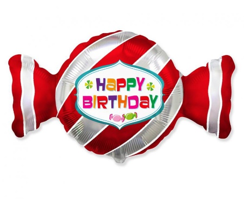 Levně Fóliový balonek bonbon Happy Birthday 92 x 53 cm