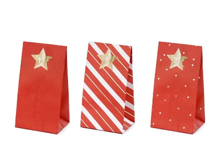 Obrázek Adventní kalendář - papírové pytlíčky červené