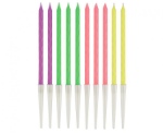 Obrázok z Tortové sviečky s držadlami - Neon twister 13,5 cm - 10 ks