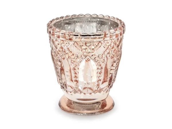 Svícen rosegold na podstavci - 8 x 7 cm