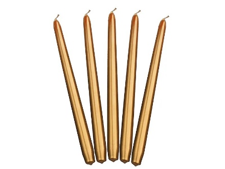 Obrázek Svíčka kónická - metalická zlatá - 29 cm