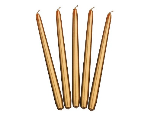 Svíčka kónická - metalická zlatá - 29 cm