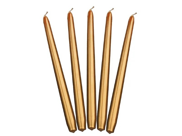 Svíčka kónická - metalická zlatá - 29 cm
