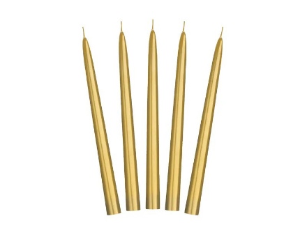 Picture of Svíčka kónická - metalická zlatá - 24 cm