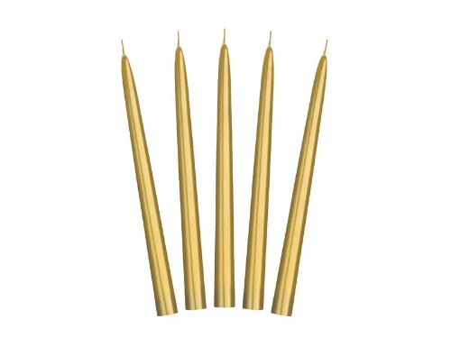 Levně Svíčka kónická - metalická zlatá - 24 cm