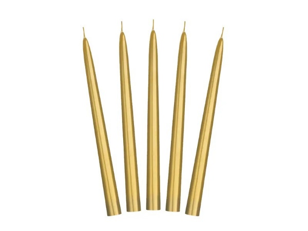 Svíčka kónická - metalická zlatá - 24 cm