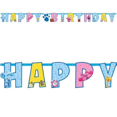 Levně Party nápis Happy Birthday Stopy Blue - Modříkovy hádanky - 180 x 15 cm