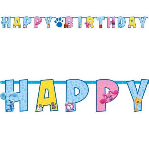 Obrázok z Party nápis Happy Birthday Stopy Blue - Modríkove hádanky - 180 x 15 cm