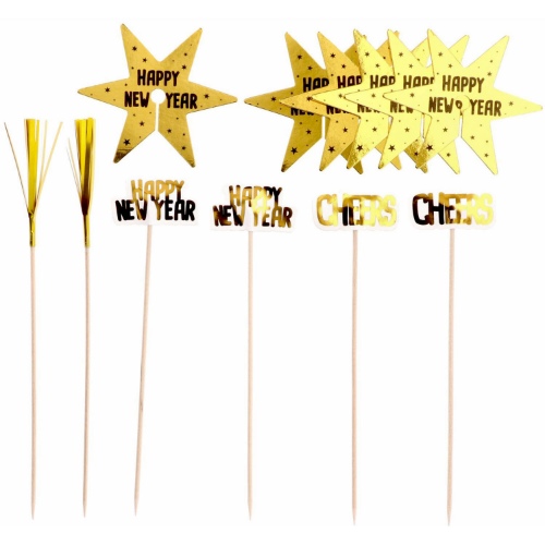Sada na dekoraci sklenic - Happy New Year 12 ks