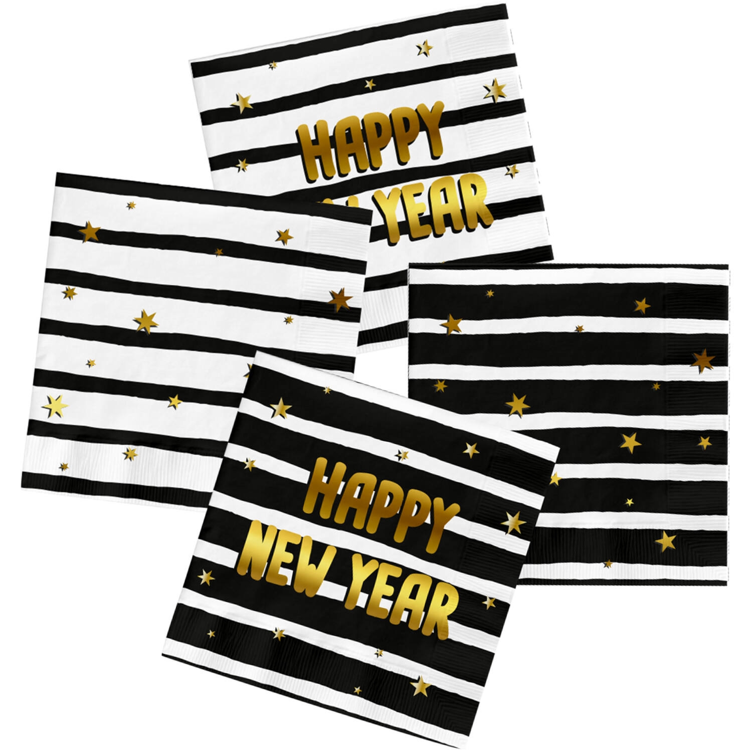 Levně Papírové ubrousky - pruhované Happy New Year 20 ks
