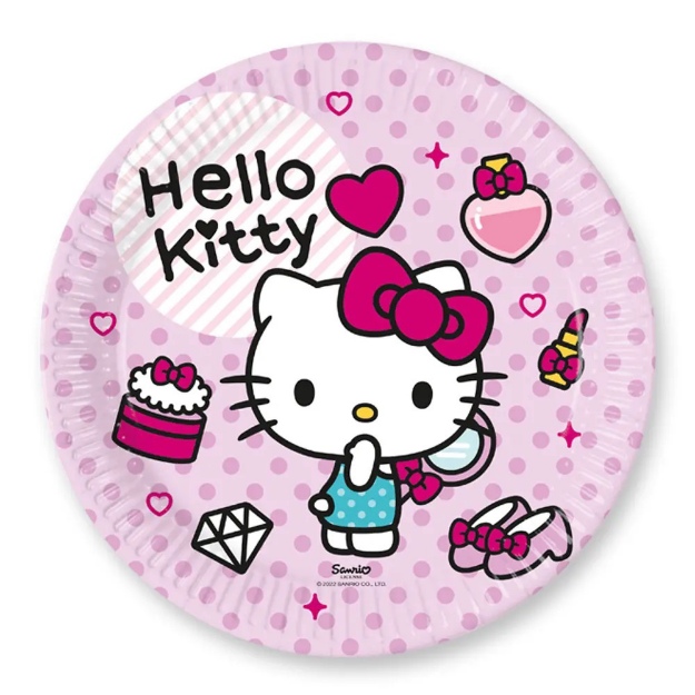 Obrázok z Party papierové tanieriky Hello Kitty 20 cm